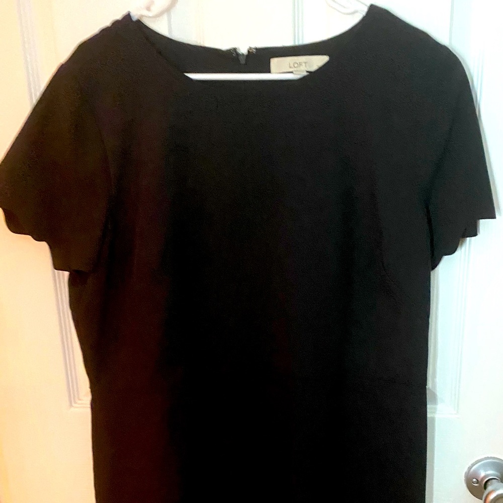 NWOT - classic black dress with scalloped sleeves
